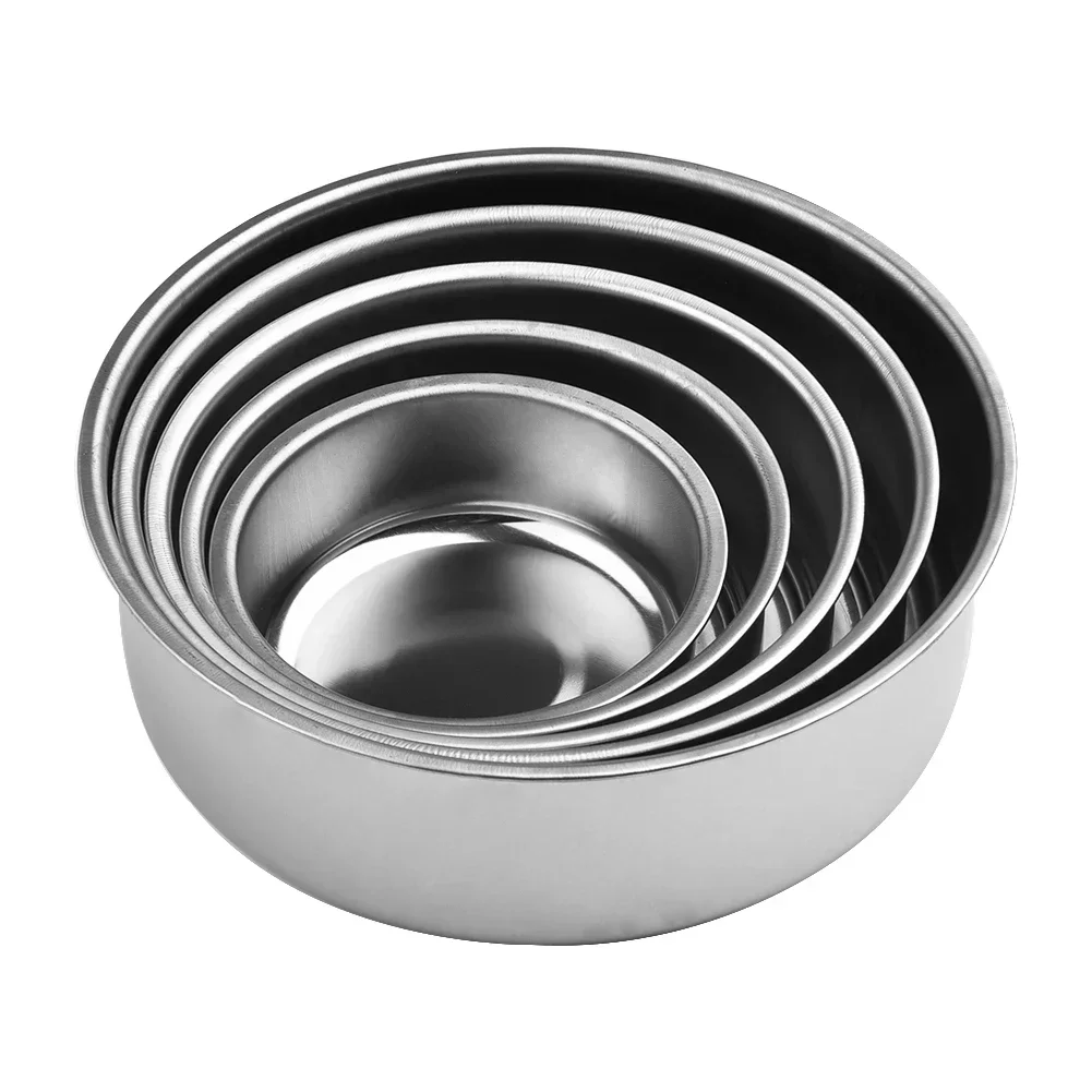 Food Boxes With 5 Lids Set Silver Home Fresh-keeping Bowls Metal For packing lunches Mixing Stainless Steel Storage