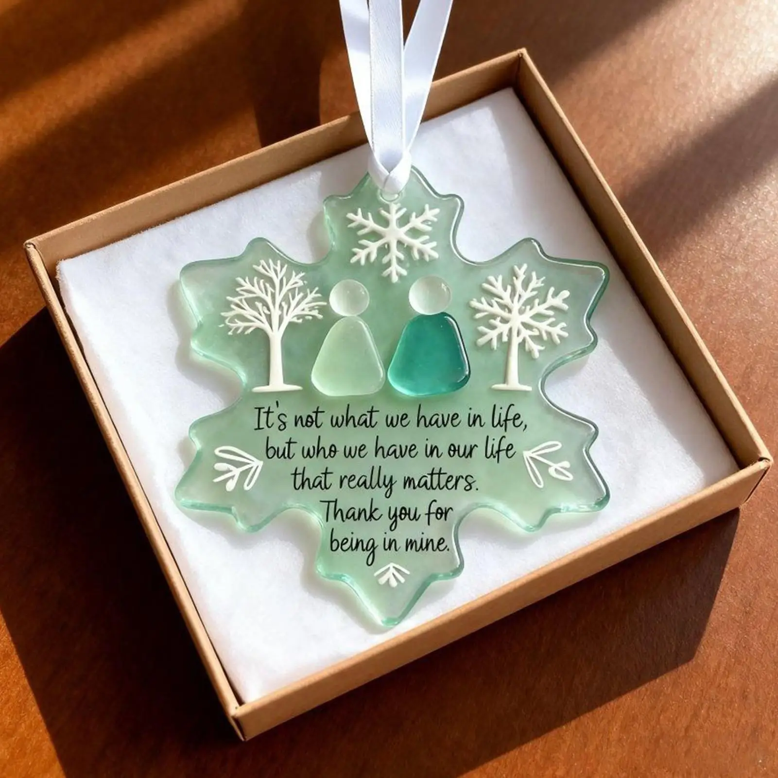 Decorações de árvore de natal, amizade festiva, pingente acrílico plano 2d, guirlanda de floco de neve, ornamento para casa, férias, interior