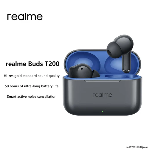 Auriculares originales realme Buds T200, inalámbricos por Bluetooth 5,4, 32dB, reducción de ruido mixto, TWS, 530mAh, Larga modo de reposo