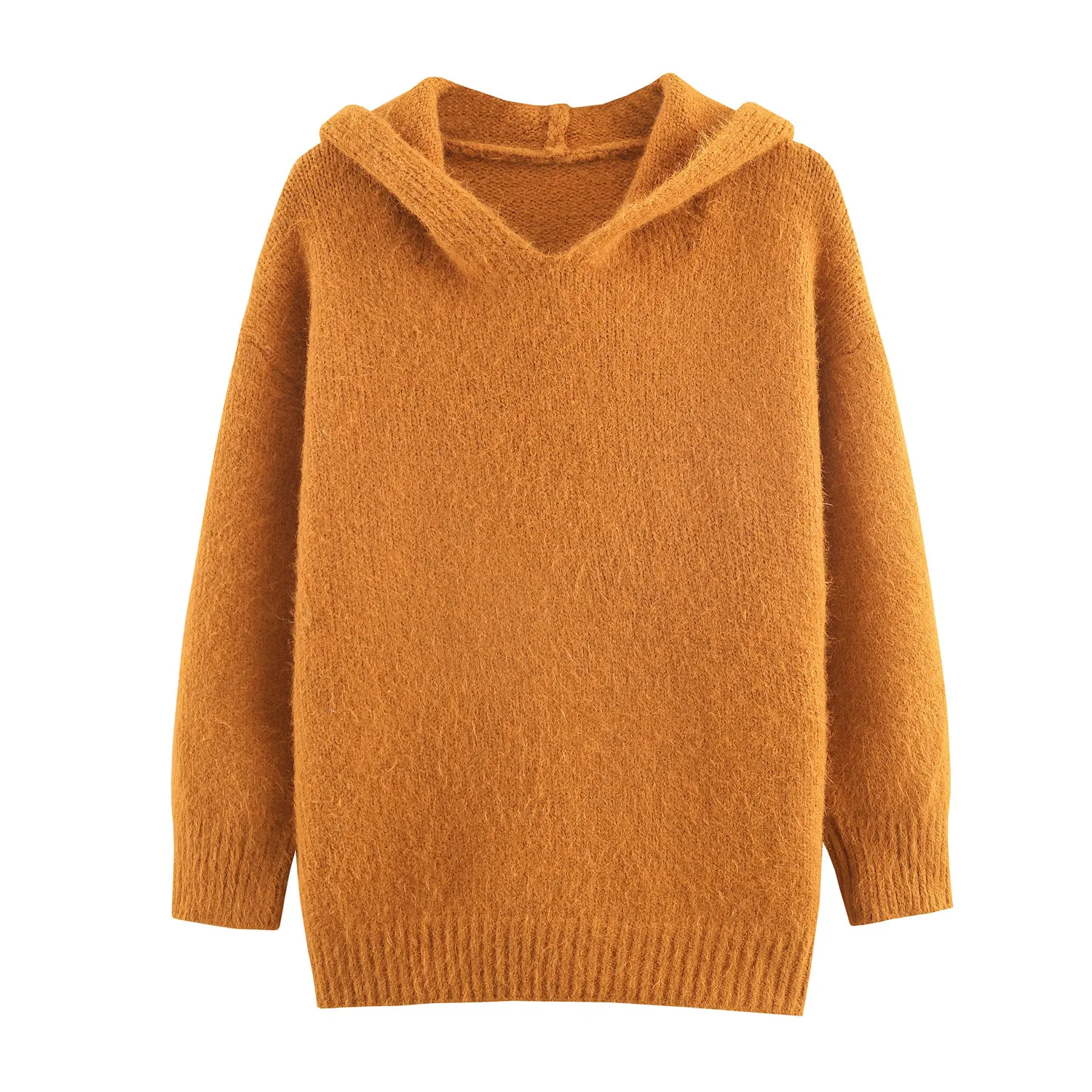 

European and American 2025 autumn and winter new style hooded loose sweater sweater women's casual style knitted sweater