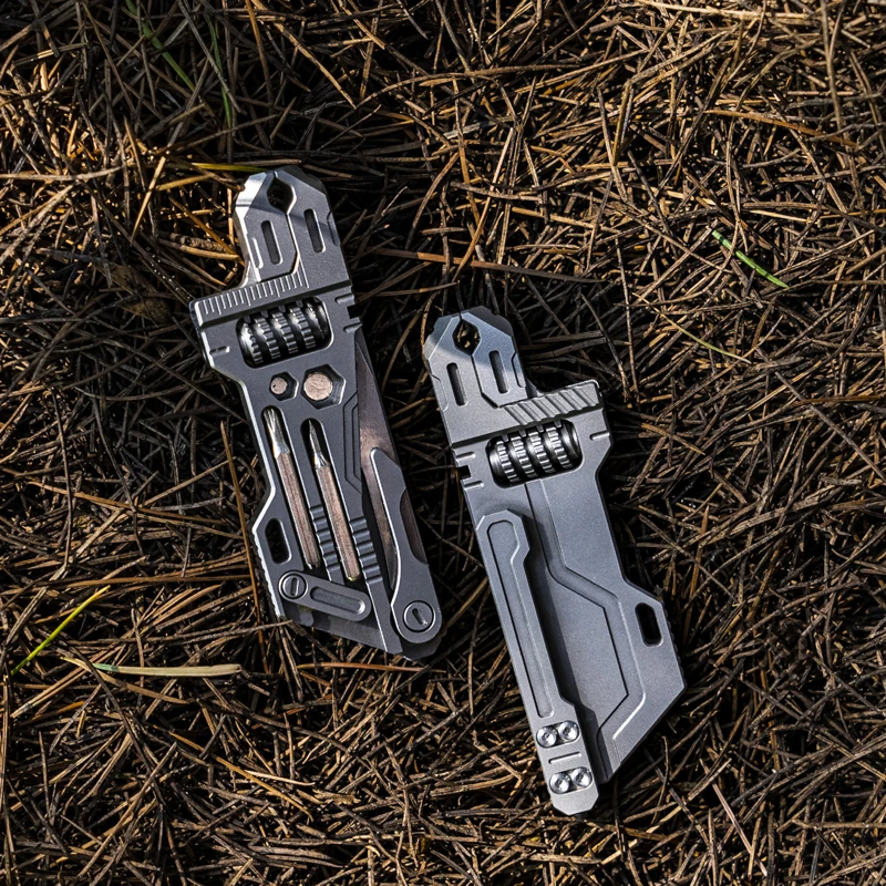 Outdoor Portable EDC Multifunctional Titanium Alloy Wrench Screwdriver Bottle Opener Tool Camping Travel Keychain Pendant Tool
