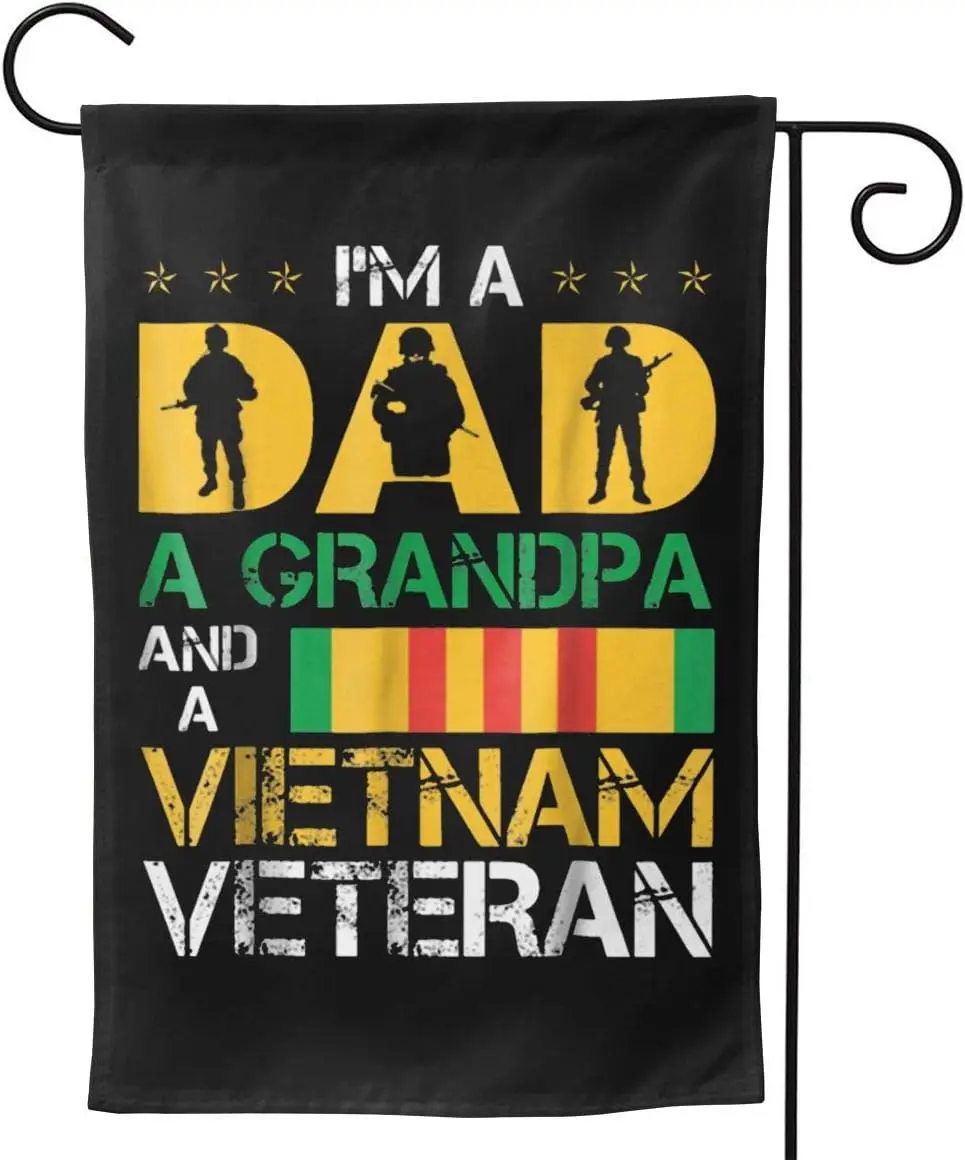 I'm a Dad, Grandpa, Vietnam Veteran - Father's Day American Flag Home and Garden Decorative Yard Flag - Double Sided ZZJ LLG