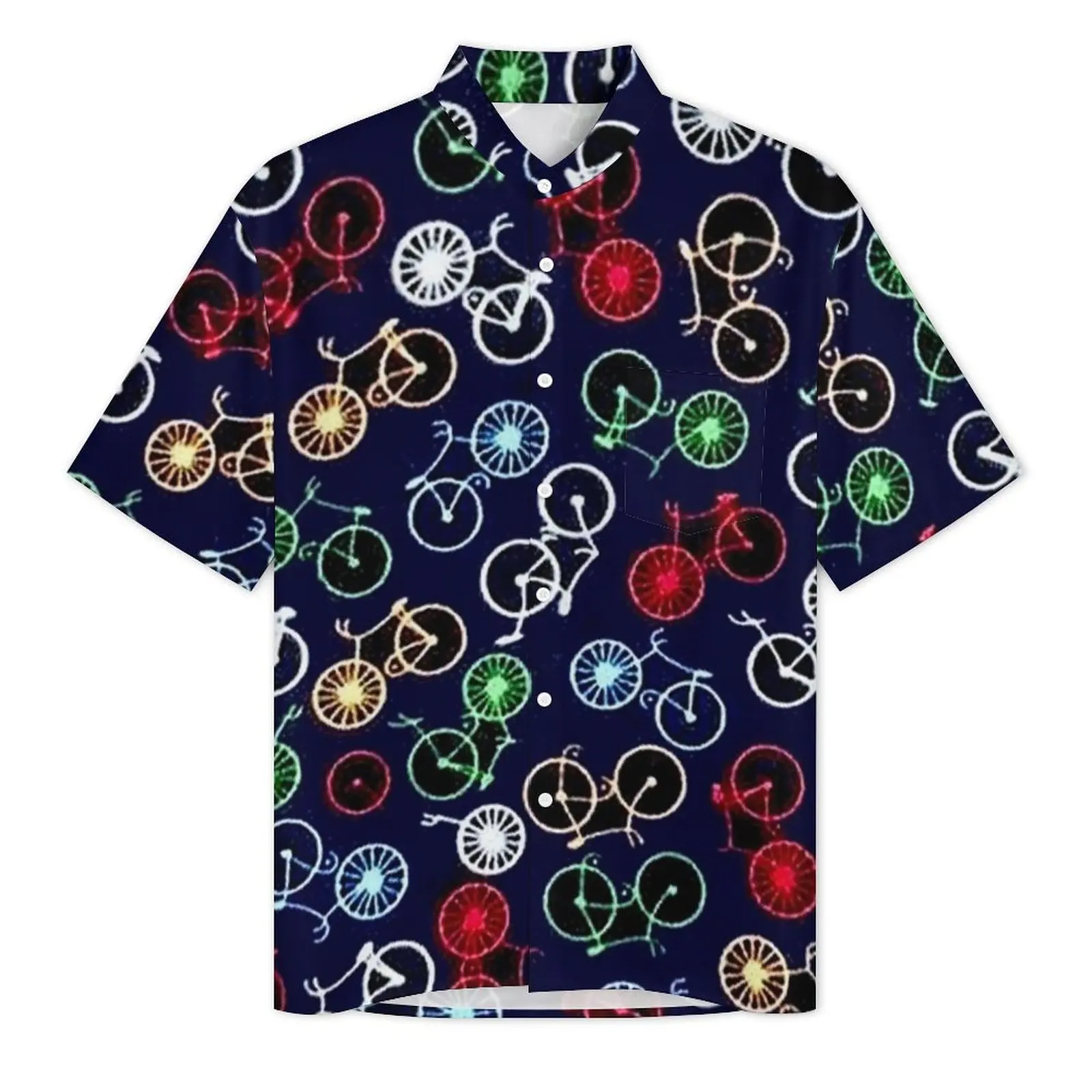 Summer Shirt Beach Pop Art Blouses Multiple Bike Print Loose Casual Shirts Men Short-Sleeved Harajuku Oversized Clothing