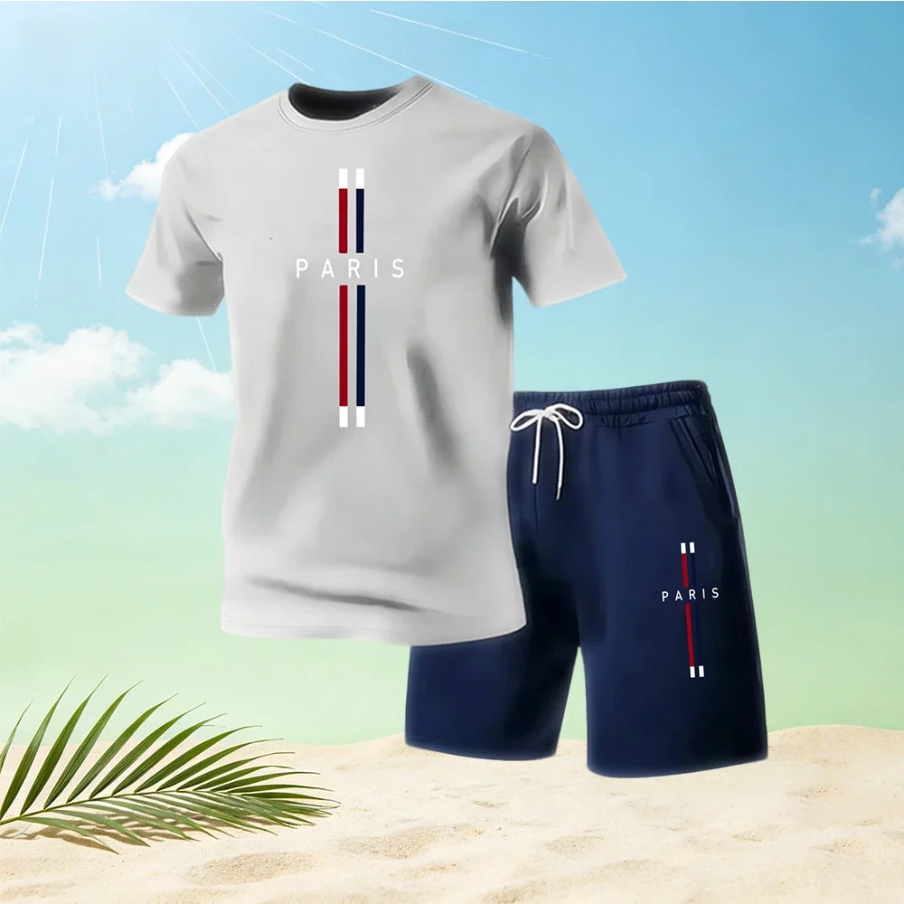 

Summer Casual Men's T-Shirts Sets Round Neck Letter Printing Shorts Hot Sale Sport Two Piece Suit Home Outdoor 2026