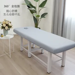 Sábana ajustable para mesa de masaje, cubierta completa elástica, banda de goma, tratamiento de SPA, cubierta de cama con agujero