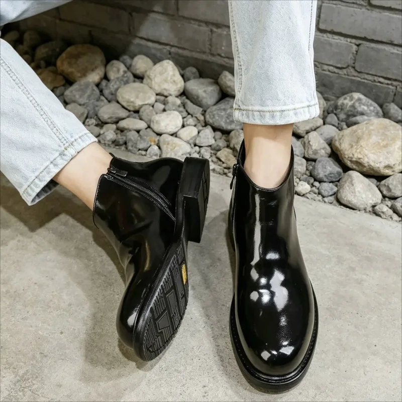 

Designer Fashion Side Zipper Chelsea Genuine Leather Ankle Boots Men's Shoes Casual Business Work Formal Black Boots Male