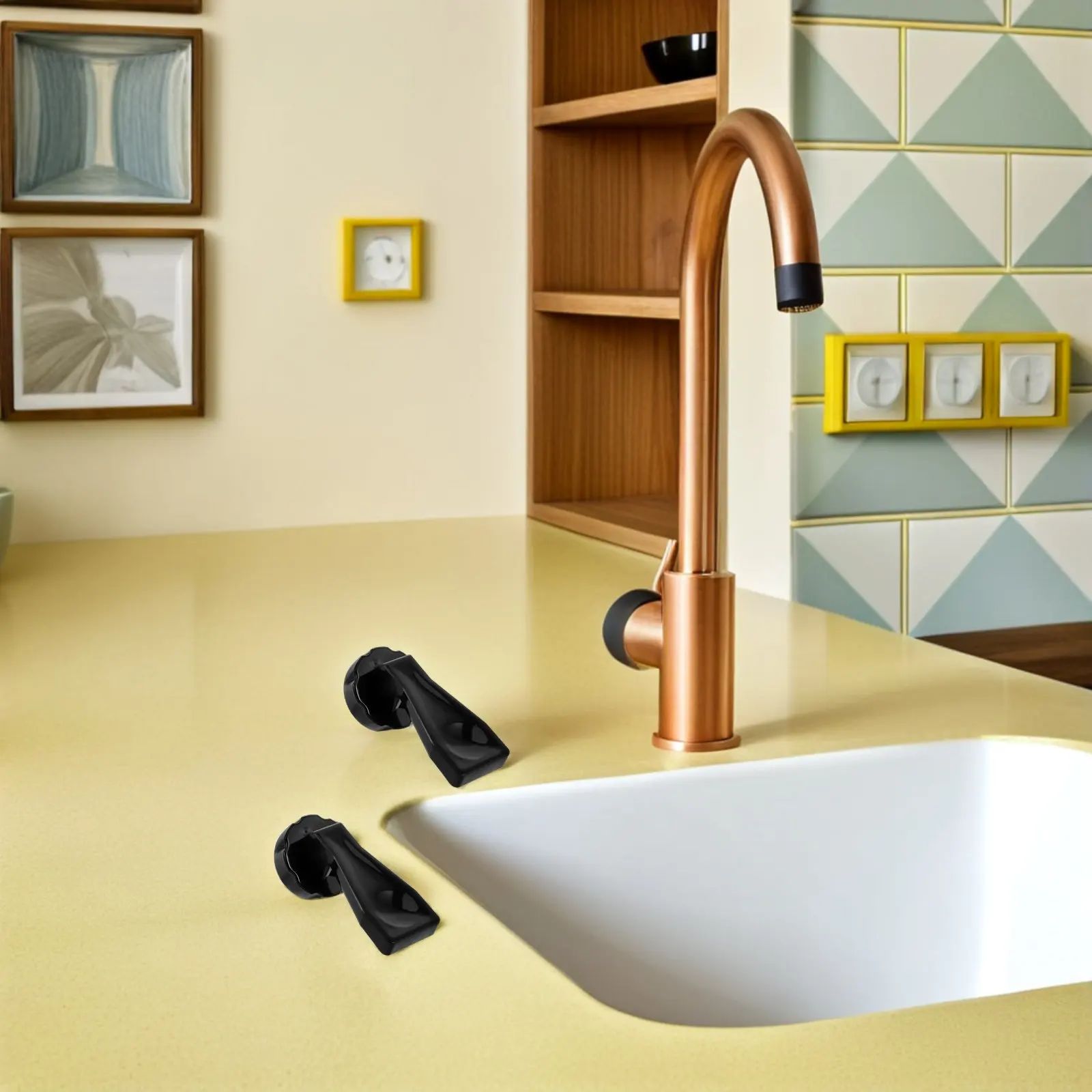 Water Faucet Handle Chrome Replacement Knob Single Screw Easy Install for Kitchen Bathroom Repair Part