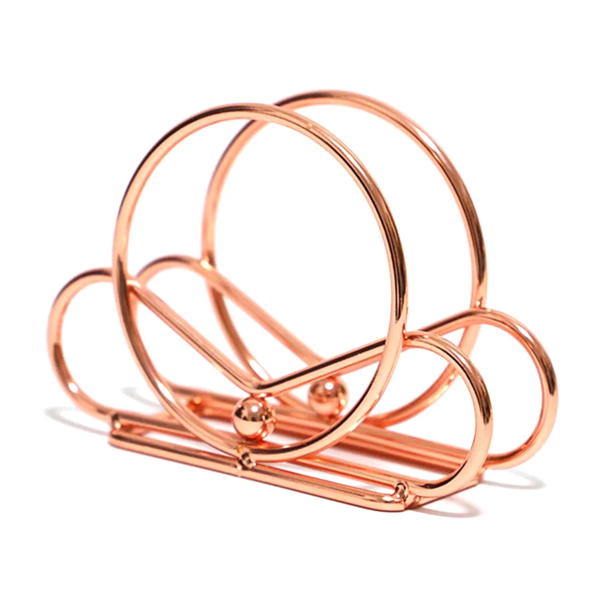 Nordic Upright Napkin Holder, Circle Napkin Tabletop Tissue Dispenser for Kitchen Countertops Dining Table, Rose Gold