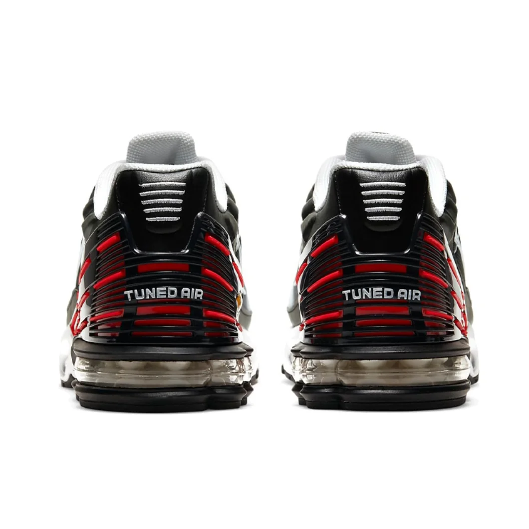 حذاء الجري Nike Original Air Max Plus 3 للرجال ذو الرقبة المنخفضة، حذاء رياضي كاجوال مريح ممتص للصدمات، أحمر وأسود Colorway