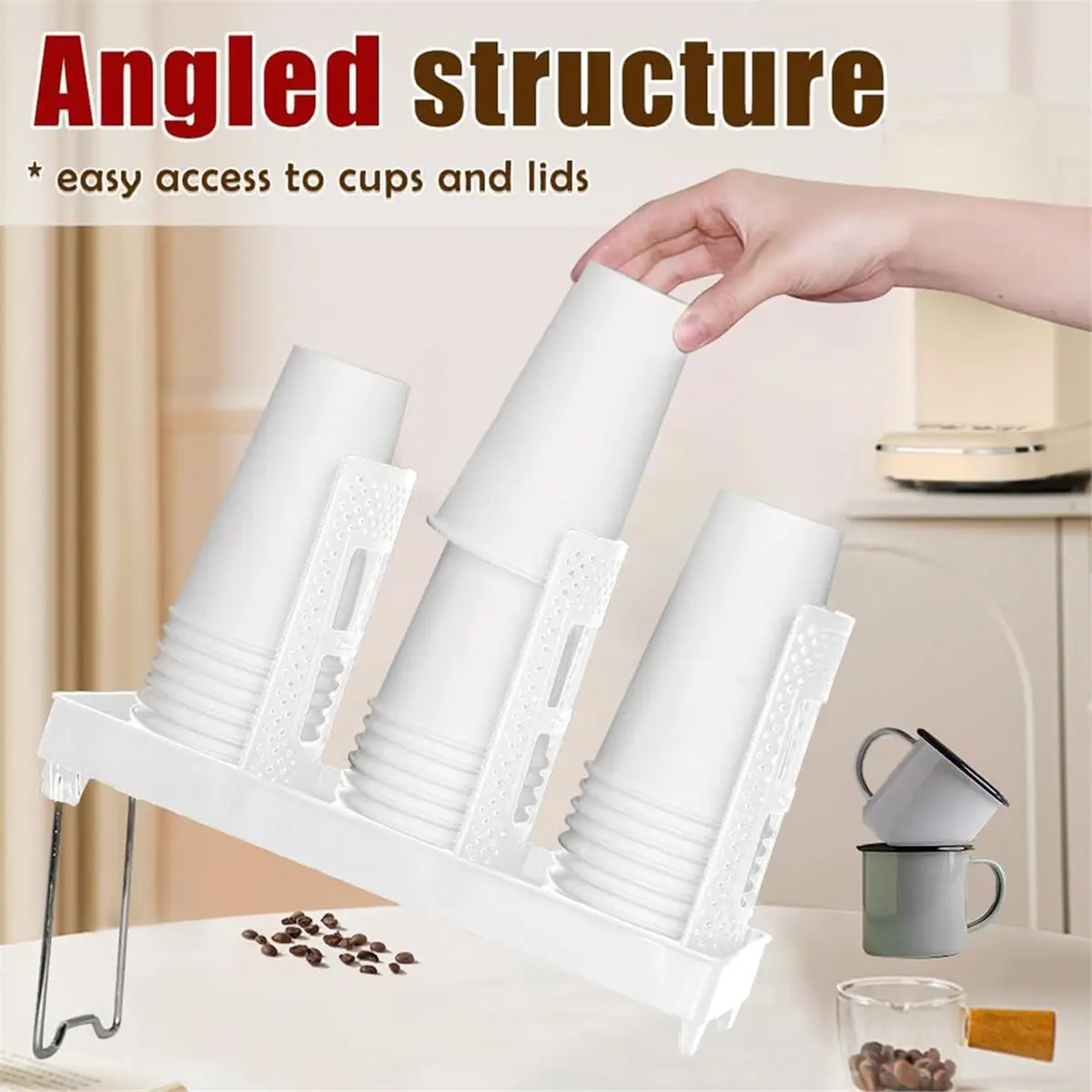 3Tier Cup Organizer Paper Cup Storage Rack Detachable Multifunctional Paper Cup Holder Space-Saving Coffee Bar Accessori