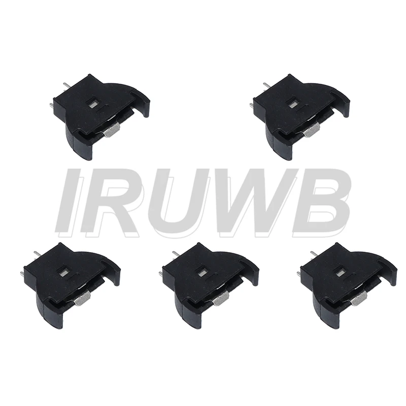 5PCS Plastica Nera 3 Pin CR2032 2032 3V Mezza Ronda Batteria a Moneta Presa Custodia Modulo Scatole Batteria Verticale In Linea