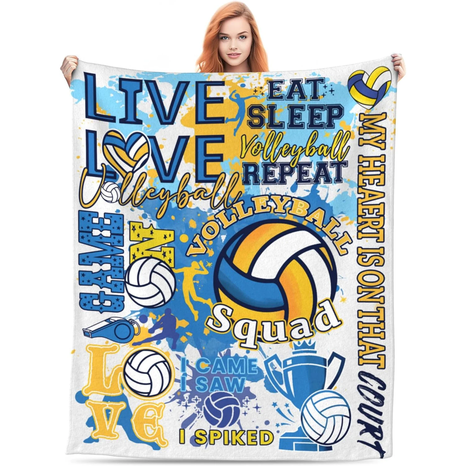 Volleyball blanket gift, teenage girl volleyball gift, women's volleyball  gift, all-season volleyball sofa blanket