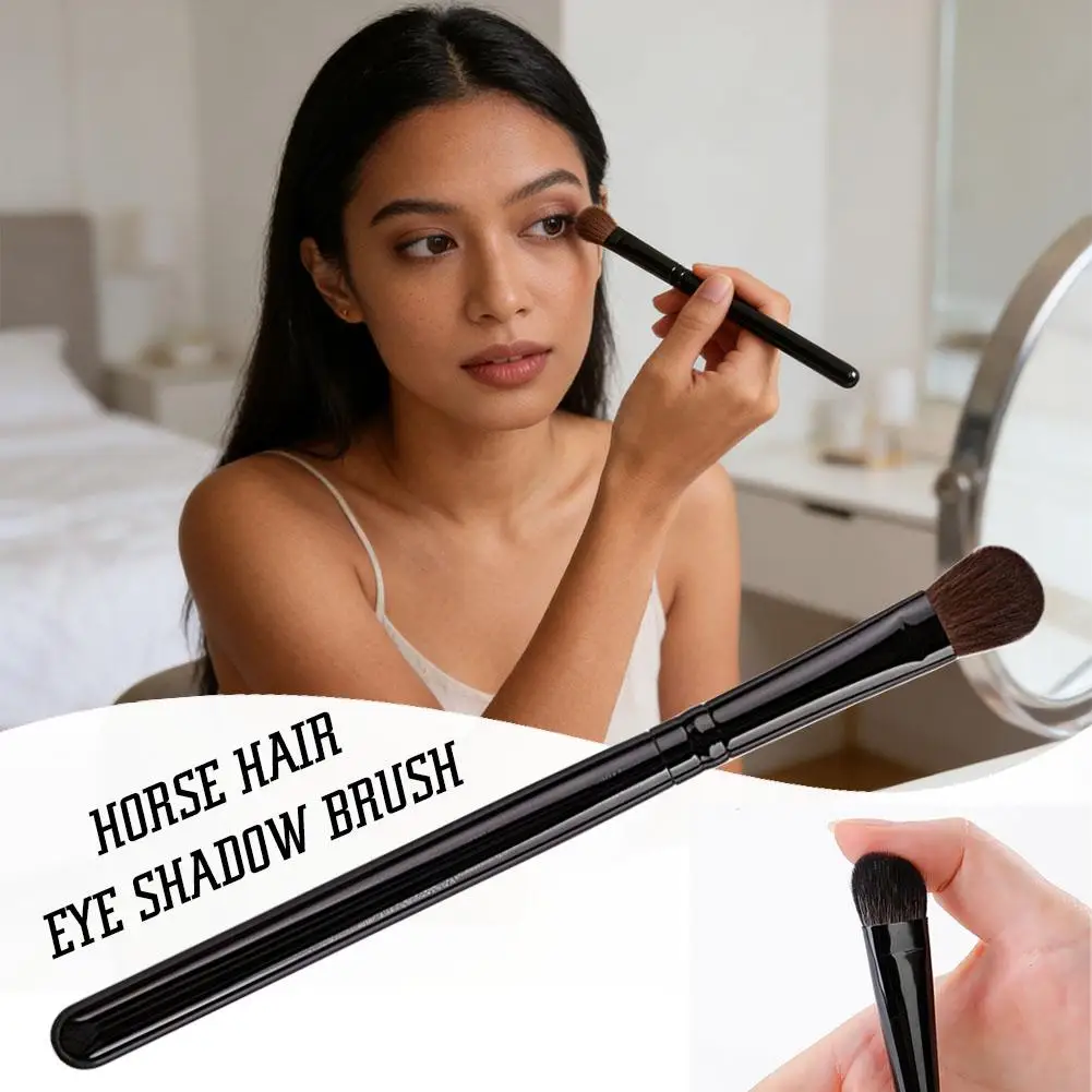 Brocha de Maquillaje de Pelo de Caballo Natural Suave para Delinear Ojos, Iluminar y Contornear la Nariz, Herramienta de Belleza