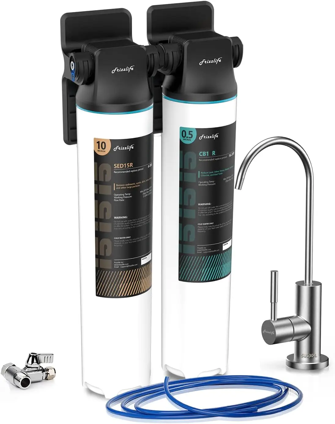 Water Filter System with Brushed Nickel Faucet, NSF/ANSI 53&42 Certified Elements, Reduces 99.99% Lea