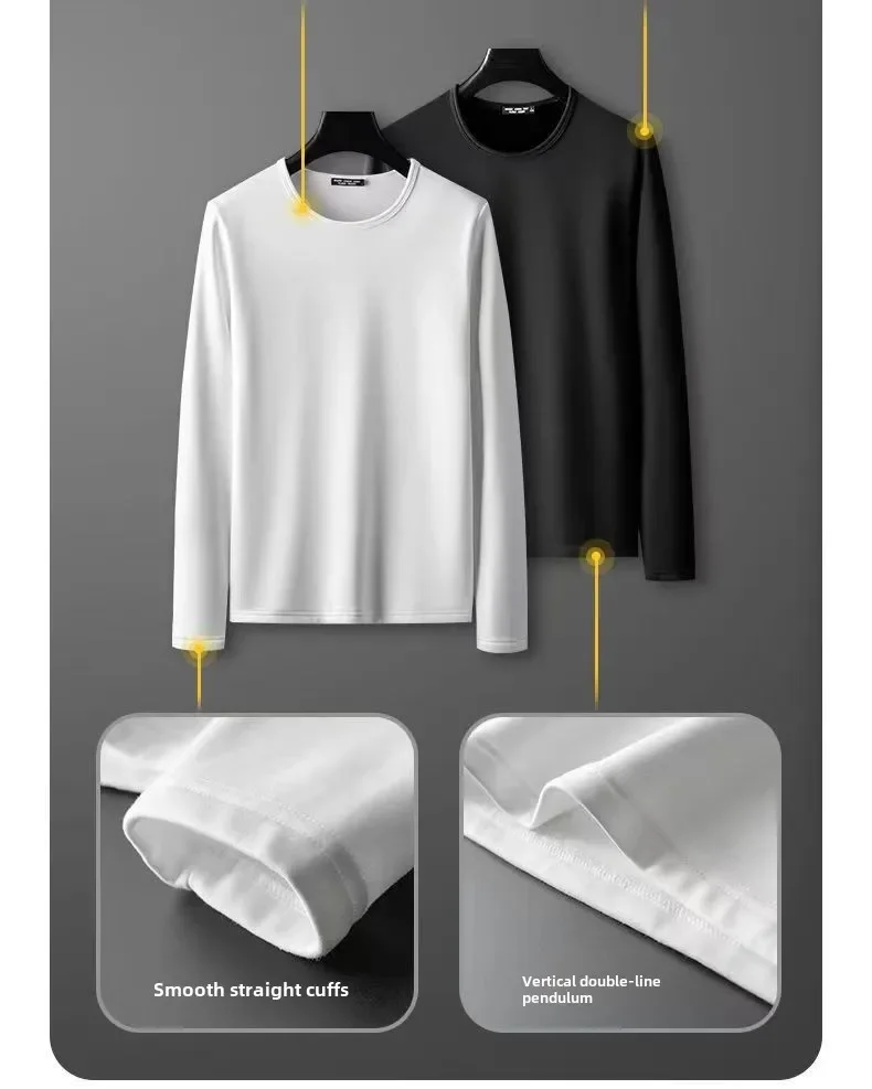 Winter-Herren-Thermo-Unterwäsche Oberteile, Rundhals-Langarm-T-Shirt, Basisschicht-Oberteil, Langärmeliges Freizeit-T-Shirt – Detail 5