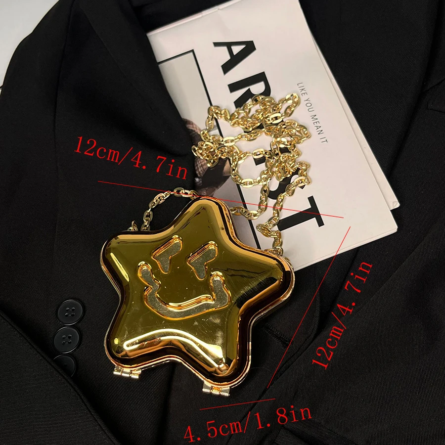 Fashion Gold Pentagram Shoulder Bag for Women Mini Lipstick Bag Designer Accessory Bag Cute Banquet Bag
