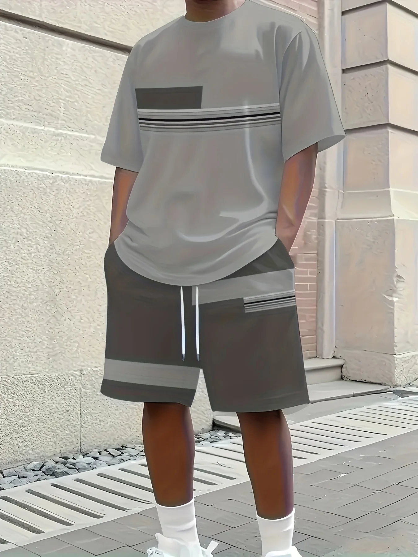 Summer 2025 Bestseller Men's short-sleeved suit Breathable casual and fashionable 3D printed outdoor streetwear