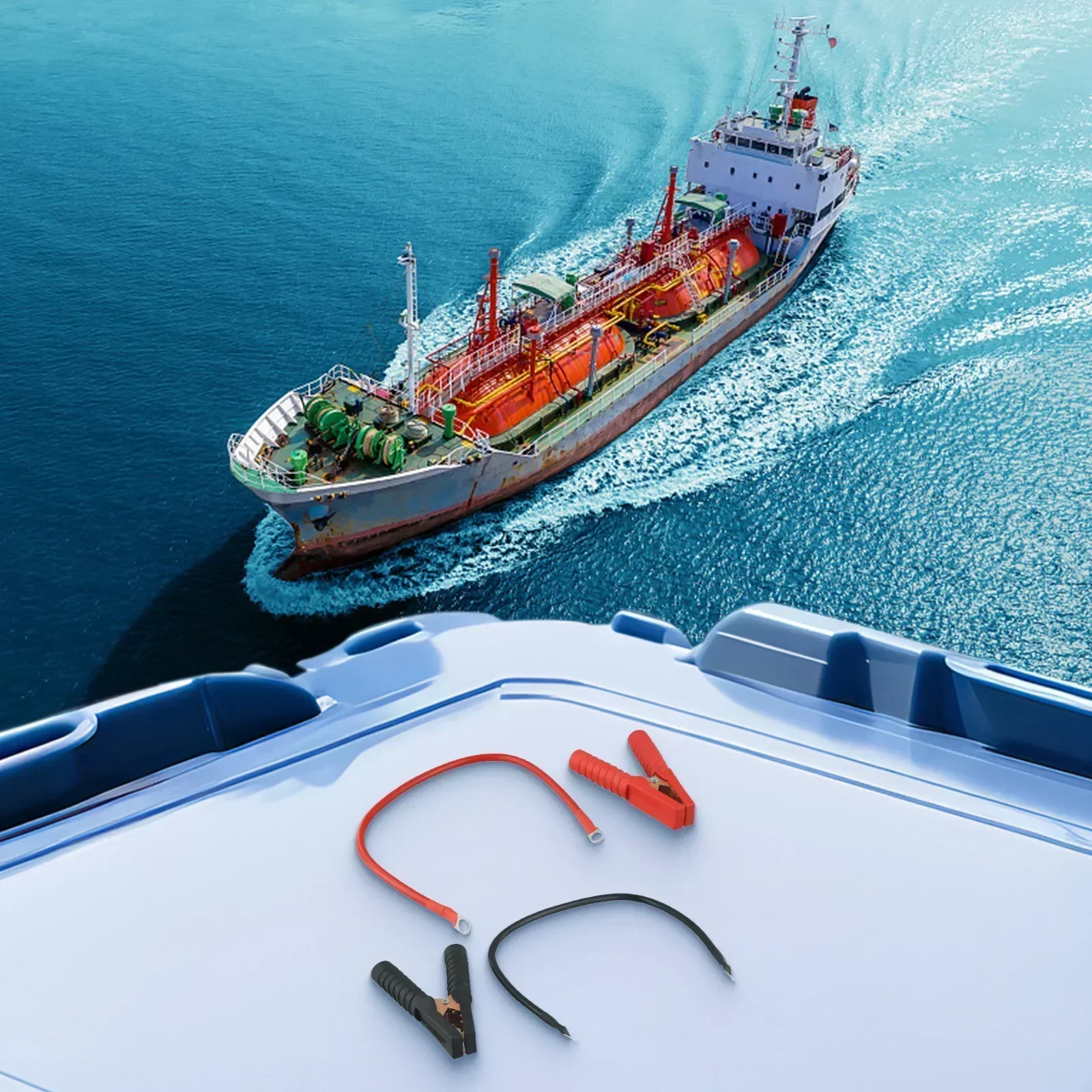 Reliable 12V Battery Cables with For Alligator Clips 50cm Long 16mm2 5AWG M8 Connectors for Automotive and Marine Use