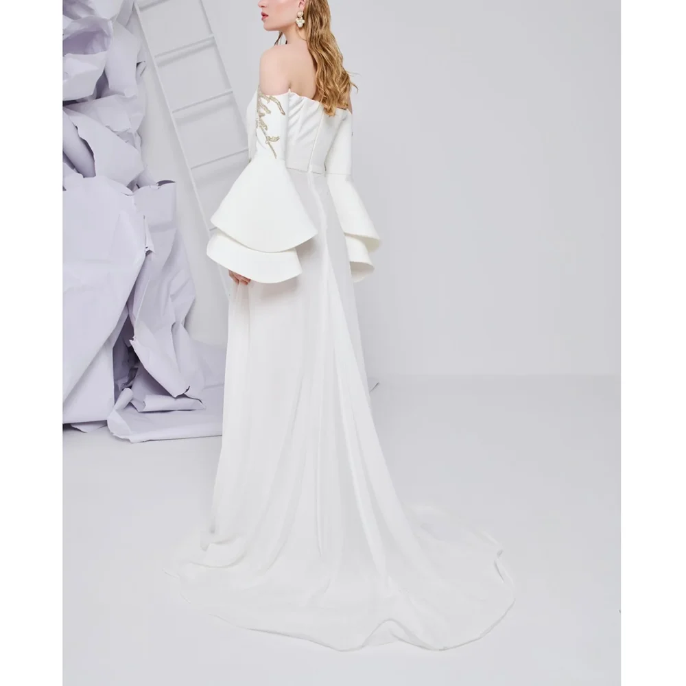 فساتين سهرة عصرية بدون حمالات أنيقة بأكمام مضيئة مطرزة بالخرز فساتين حفلات رائعة ثنيات سويب تراين على شكل حرف a للحفلات