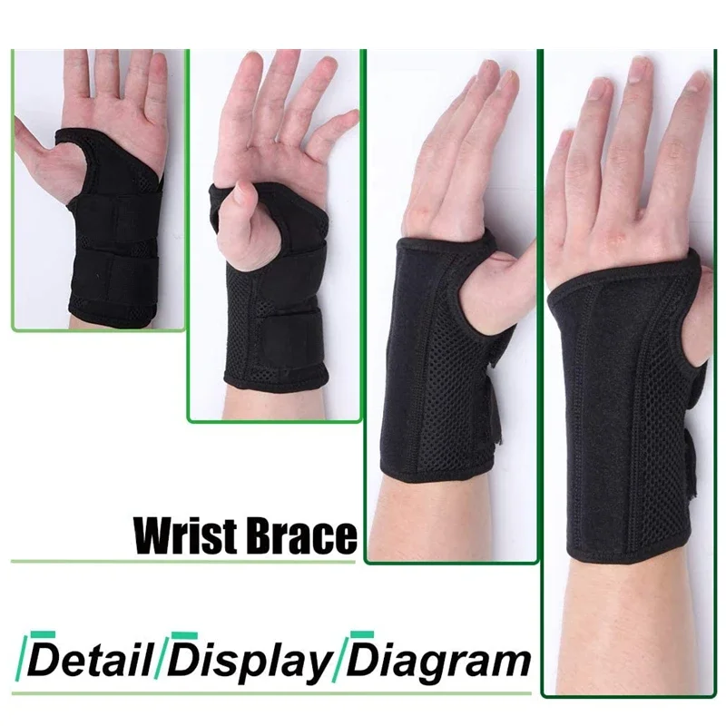 

Цельный левый или правый туннельный бандаж на запястье для мужчин и женщин, съемная металлическая шина на запястье, облегчение боли при травмах