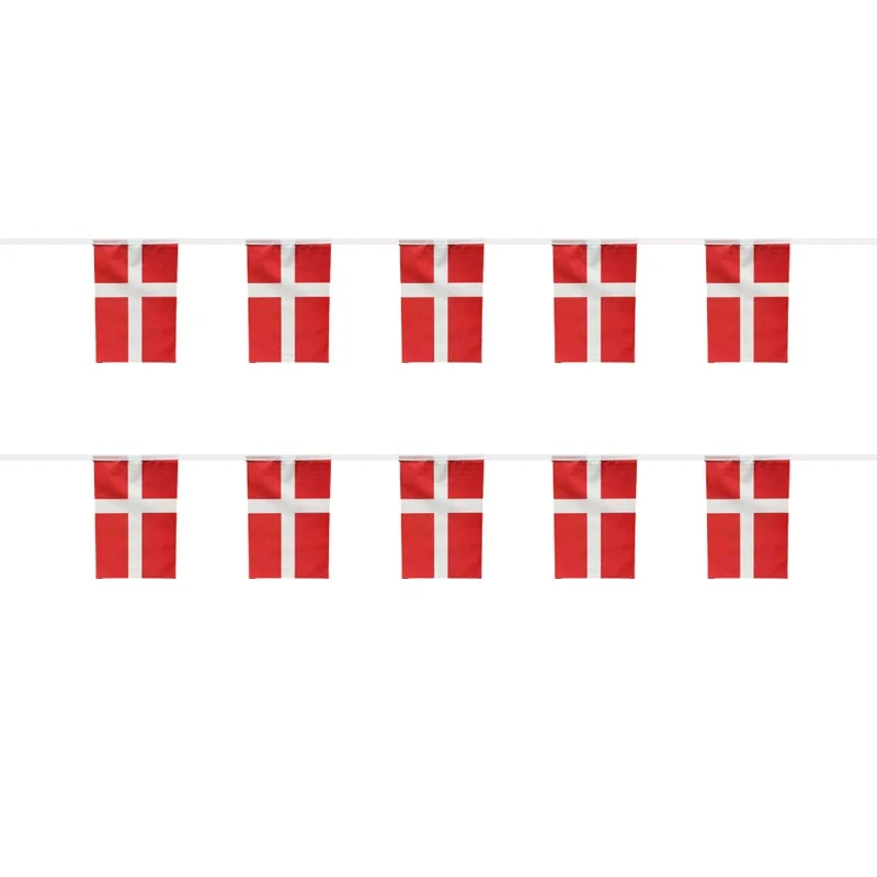 (SKY FLAG)Denmark bunting flags 14x21cm 20pcs/lot Denmark String flags Pennant Banner Festival Party Holiday for decoration