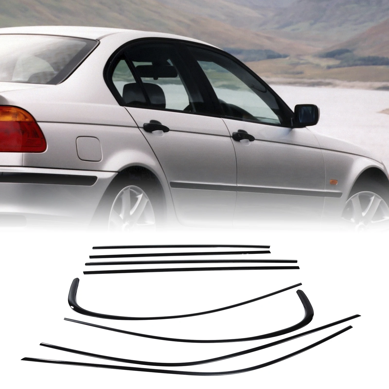 Außenfenster-Zierleisten-Abdeckung, Türseitenrahmen-Dekor-Styling-Schutz für BMW 3er E46 1998-2007