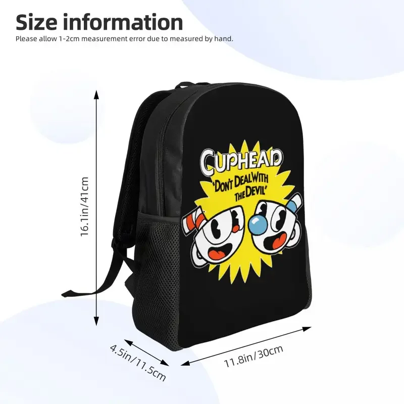 Sac d'ordinateur portable personnalisé pour hommes et femmes, sac à livres tendance, sac pour étudiants, Cuphead Mugman, jeu chaud, SR