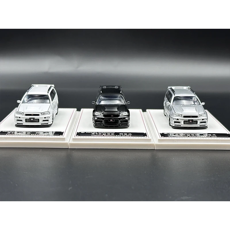 FH In Stock 1:64 Skyline GTR R34 Stagea WC34 260RS Opened Hood Diecast Diorama Car Model Collection Miniature Toys Focal Horizon