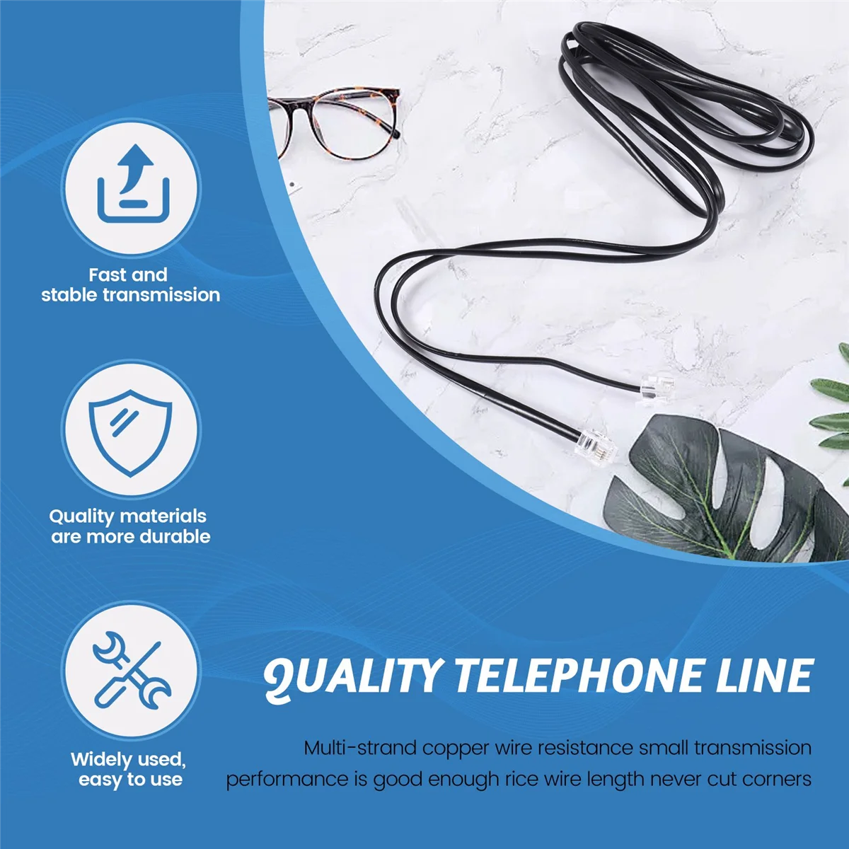 Kabel telefoniczny RJ11 6P4C Modem ADSL 2 metry G