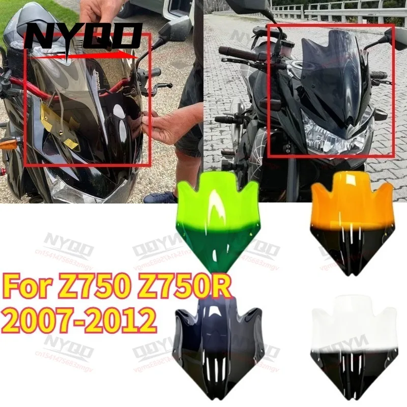 

Fit For Z750 Z750R 2007-2012 Motorcycle Windshield Windscreen Wind Deflector High Durable Protective Moto Accessories