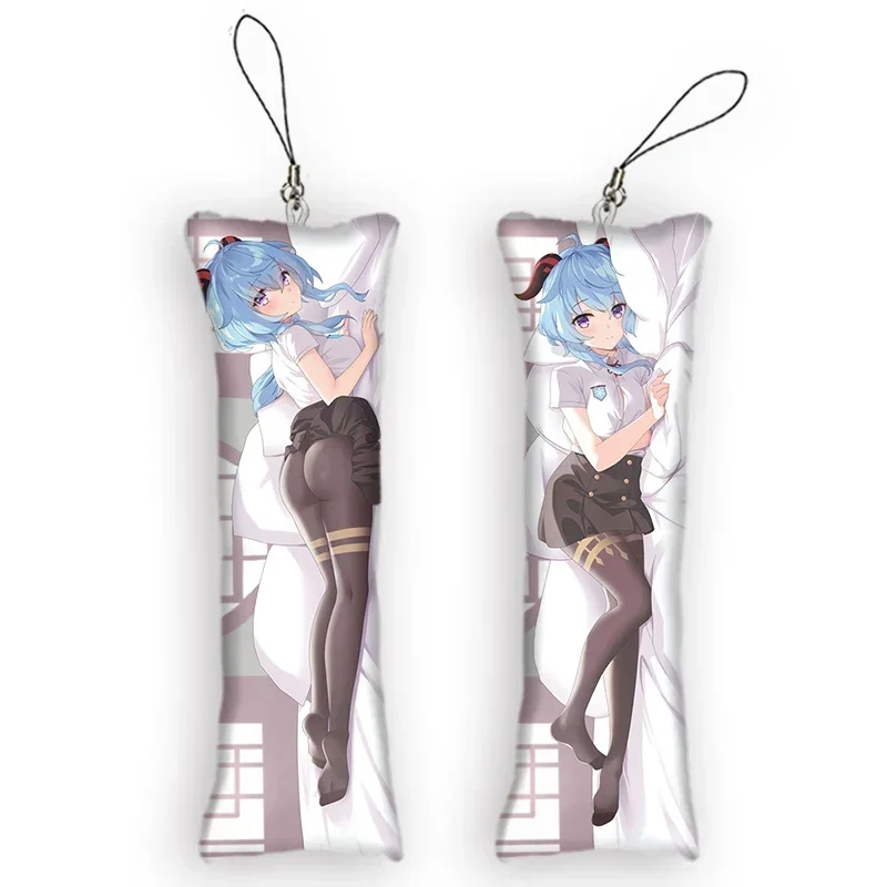 

Fashion4x12cm Ganyu Mini Key Chains Dakimakura Keychain Cartoon Anime Body Mini Pillow Pendant Cute Gifts