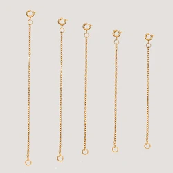 5pcs Gold Stainless Steel Necklace Bracelet Anklet Extenders Chain for DIY Women Extension Jewelry Making 2.5/5/7.5/10/15.3cm