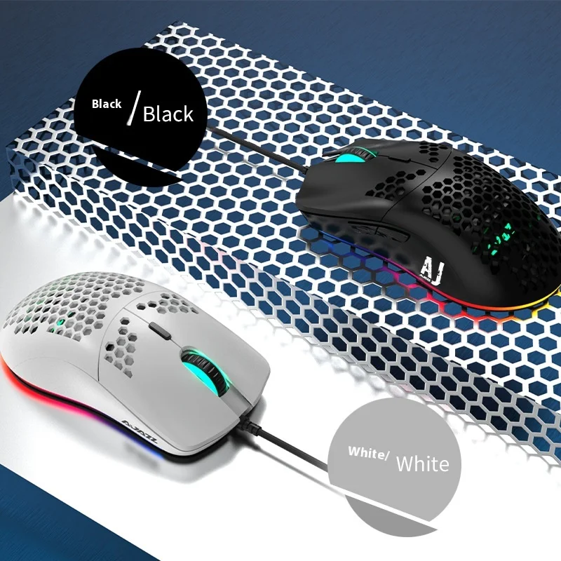 AJAZZ AJ390 USB Wired RGB Gaming Ultralight Honeycomb Mouse 16000 DPI programmable game mice for Computer PC Laptop