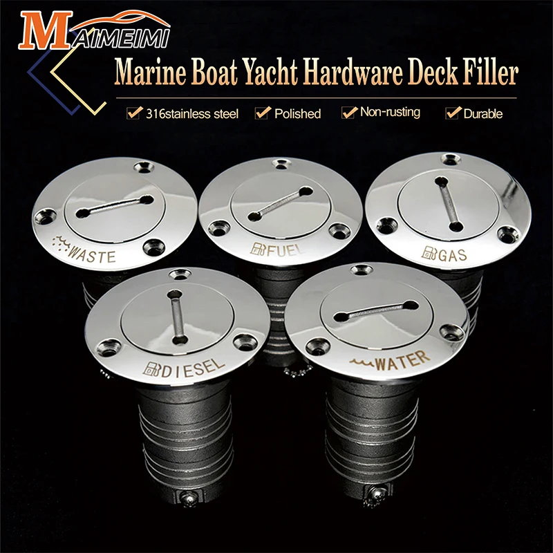 

1.5" 2 inch 316 Stainless Steel Marine Boat Hardware 38mm 50mm Fuel Deck Filler Fuel Water Waste Diesel Gas Key Cap Fuel Water