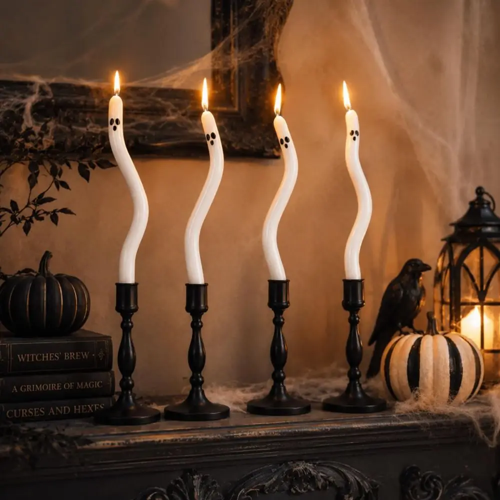 S-Shaped LED Electronic Candles Twisted Long Stem Flickering Flameless Candles Battery Operated Long Pole Table Decor Candles