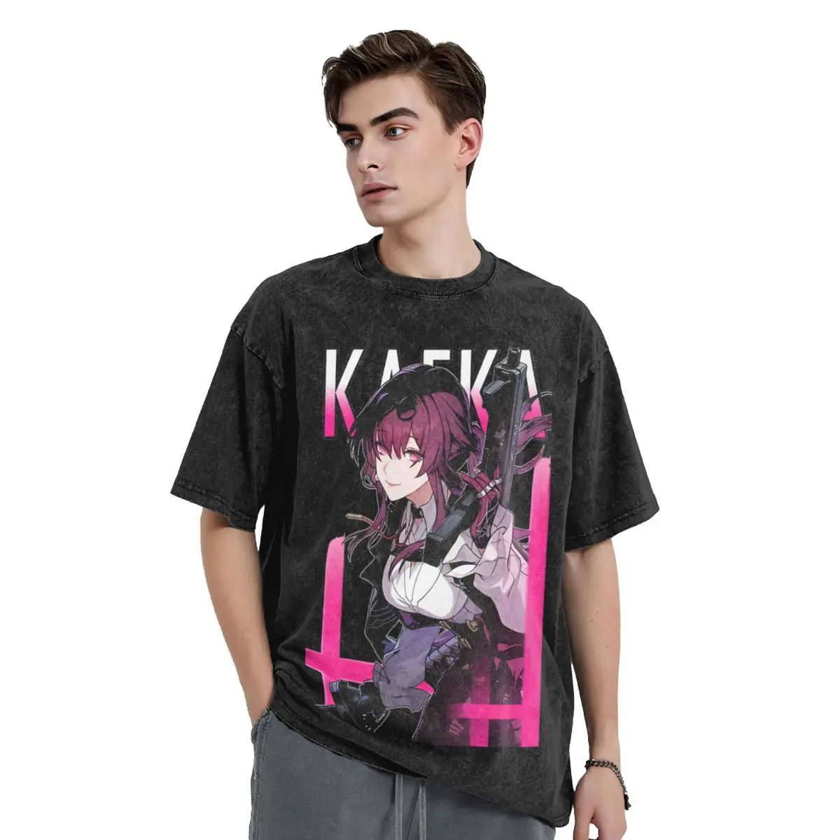 Kafka Honkai Star Rail T Shirt Washed 100% Cotton Harajuku T-Shirt Novelty for Men Women Tops Streetwear Summer Tops Tees