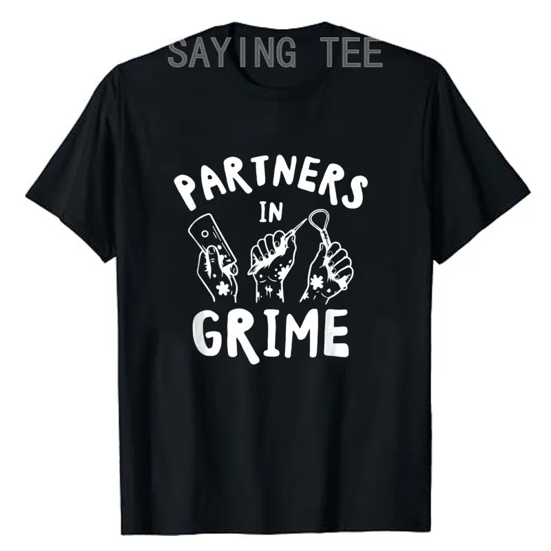 Partners in Grime Pottery Tools Messy Clay Hands T-Shirt Y2k Funny Community Pottery Saying Tee Clay Mess Design Graphic Clothes