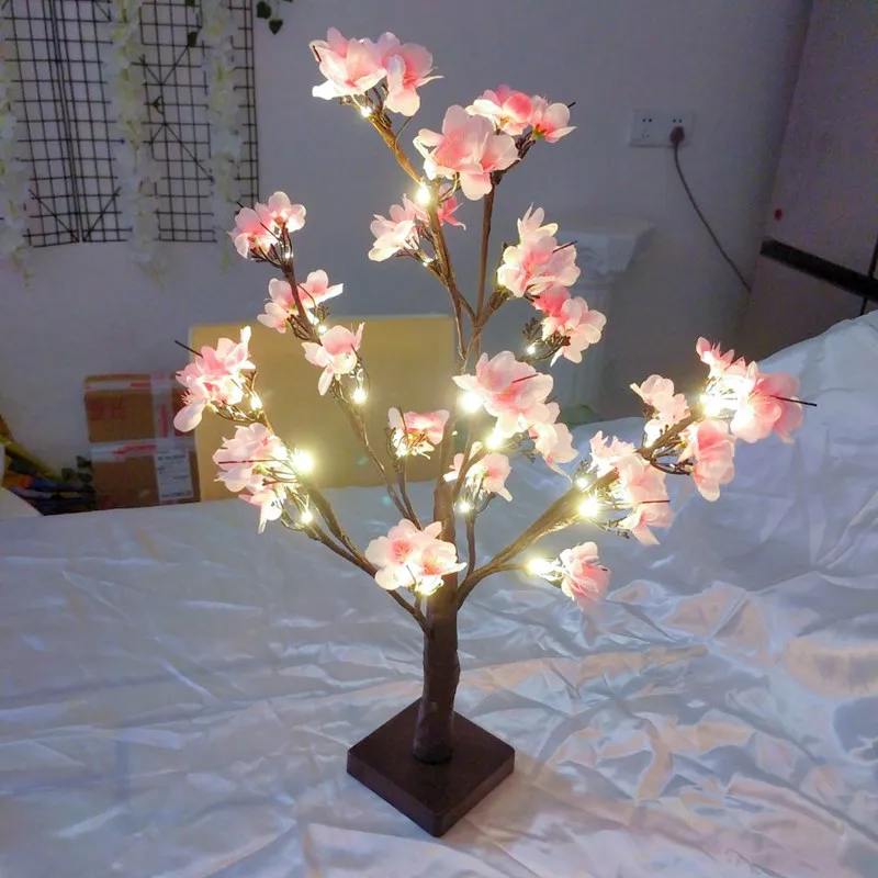 50cm Height Artificial Pink Cherry Bloosom Flower Tree For Holiday Home Living Room Wedding Party Table Decoration