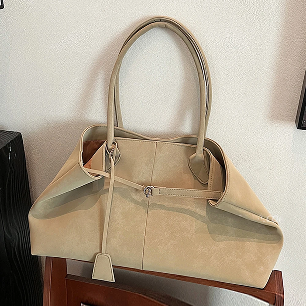 

Vintage Frosted Casual Handbags Autumn Winter Large Capacity Commuting Women's Shoulder Bag Solid Color Suede Shopping Tote Bags