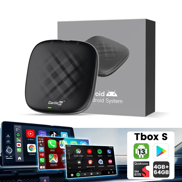 Carlinkit 64Gb SM6115 Tbox Mini S1 Ai Box Wireless Android 13 Auto Dongle Carplay Adattatore Video Car Play