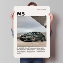 BMW M5 CS Metal Sign Cars Poster decorativo piastre metalliche targa in banda stagnata per Garage Wall Art Decoration Retro Room Decor Men Home