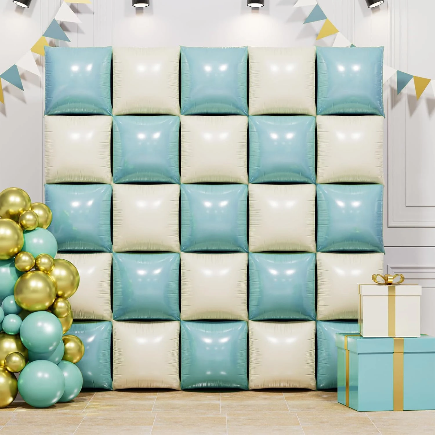50 Stück quadratische doppelseitige Aluminiumfolien-Ballonwände, Geburtstagsfeiern, Jubiläen, Hochzeitsaison, Valentinstag – Detail 16