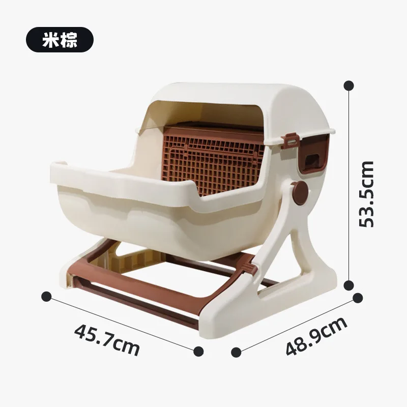 Caja arena semiautomática para gatos con recogedor anti-salpicaduras - imagen 2