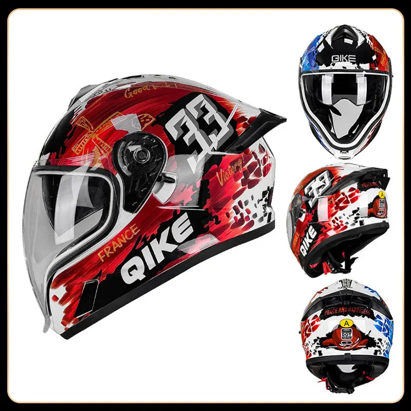 

Motorcycle full-face helmet, ABS shell, low wind noise, suitable for men and women, large rear spoiler, Bluetooth headset slot