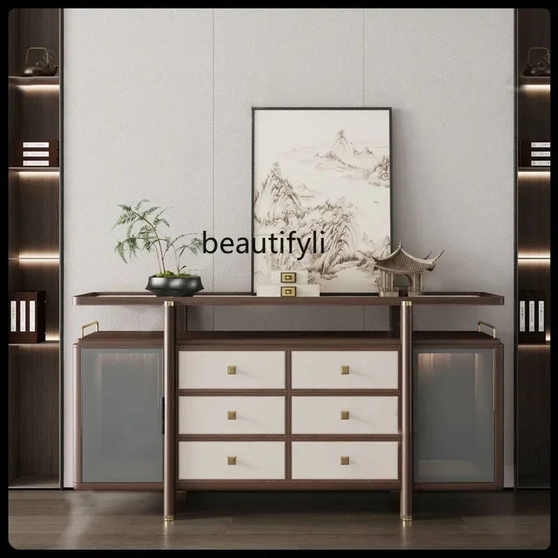 

Cy56 New Chinese simple dining side cabinet light luxury foyer cabinet hotel, end view table solid wood dining side cabinet