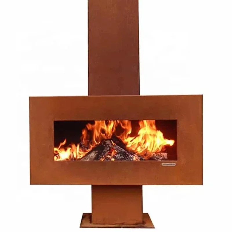 

Outdoor living fireplace wood burning stove with cooking BBQ grill