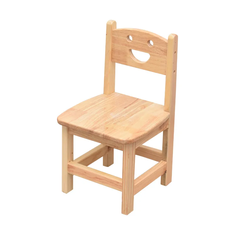 Smile chair kindergarten children chair students back half oak wooden desk chair smiling face