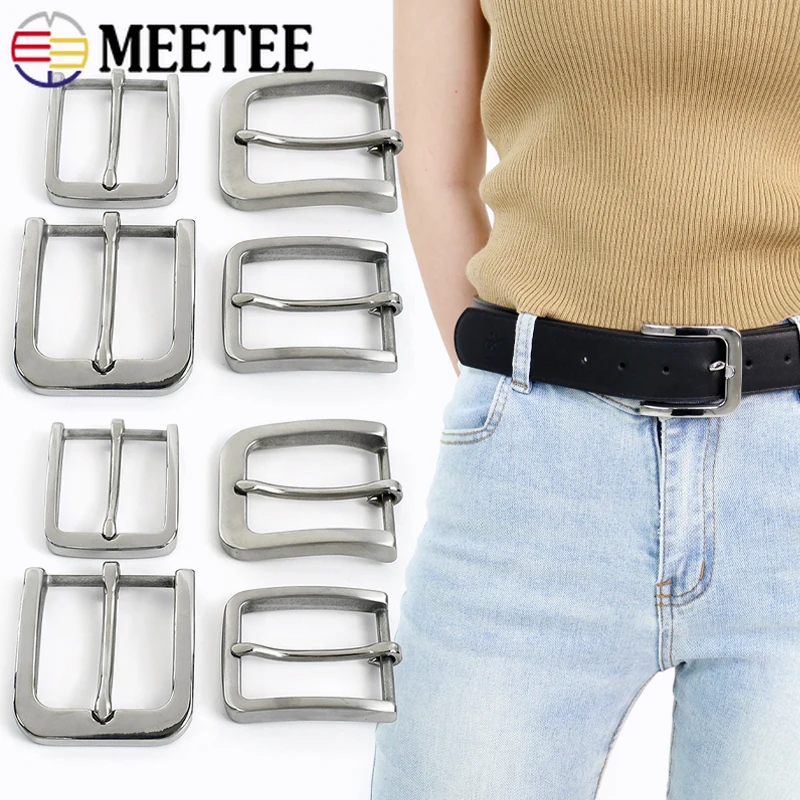 

Meetee 35/40mm Stainless Steel Belt Buckle Mens Leather Jeans Waistband Head Garment Pin Adjust Clasp Craft Hardware Accessories