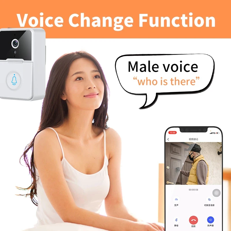 1080P WiFi Video Doorbell Smart Home Wireless Intercom PIR Outdoor Waterproof Night Vision Camera Doorbell