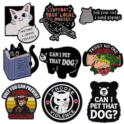 Cute Black Cat Enamel Pin Funny Bear Brooches for Women Men Lapel Pins Cartoon Badges Clothes Accessories Animal Jewelry Gifts